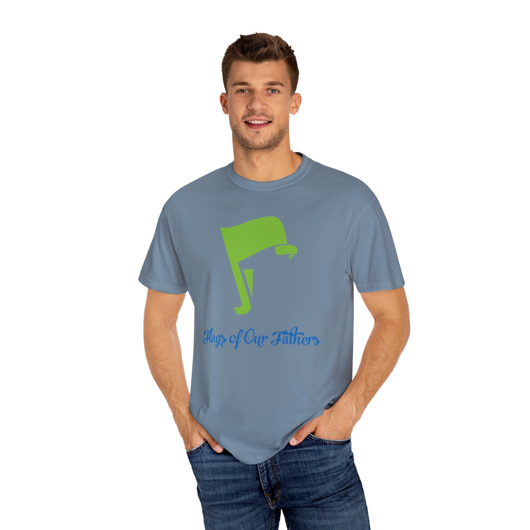 Flags of Our Father Graphic Tee - Blue Green
