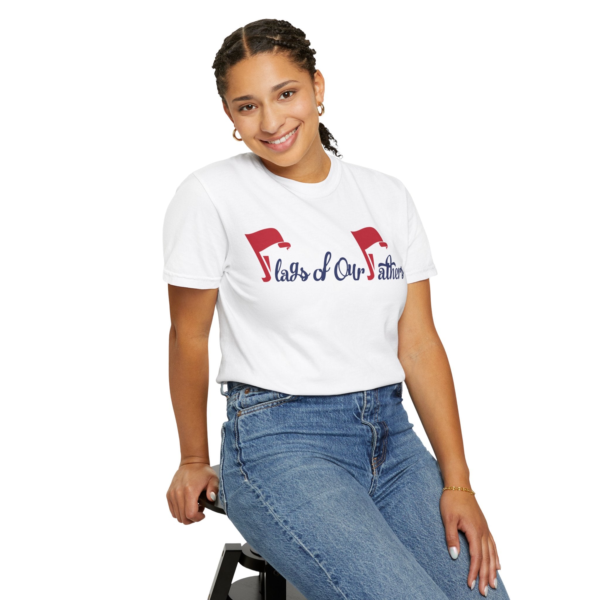 Flags of Our Father Graphic T-shirt - Blue Red