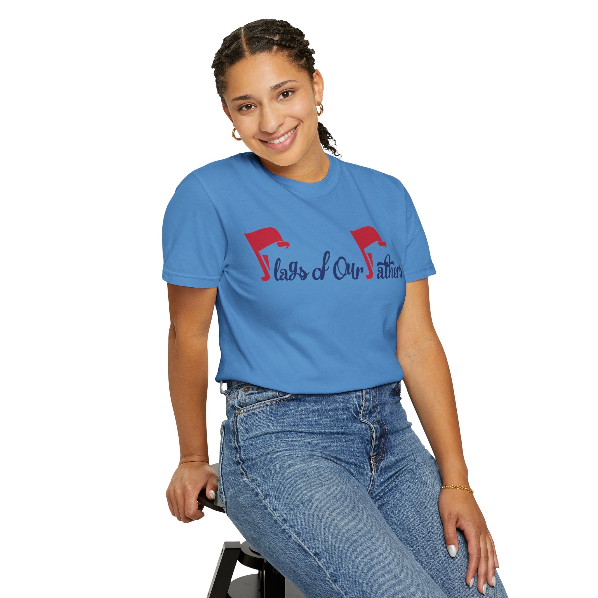 Flags of Our Father Graphic T-shirt - Blue Red