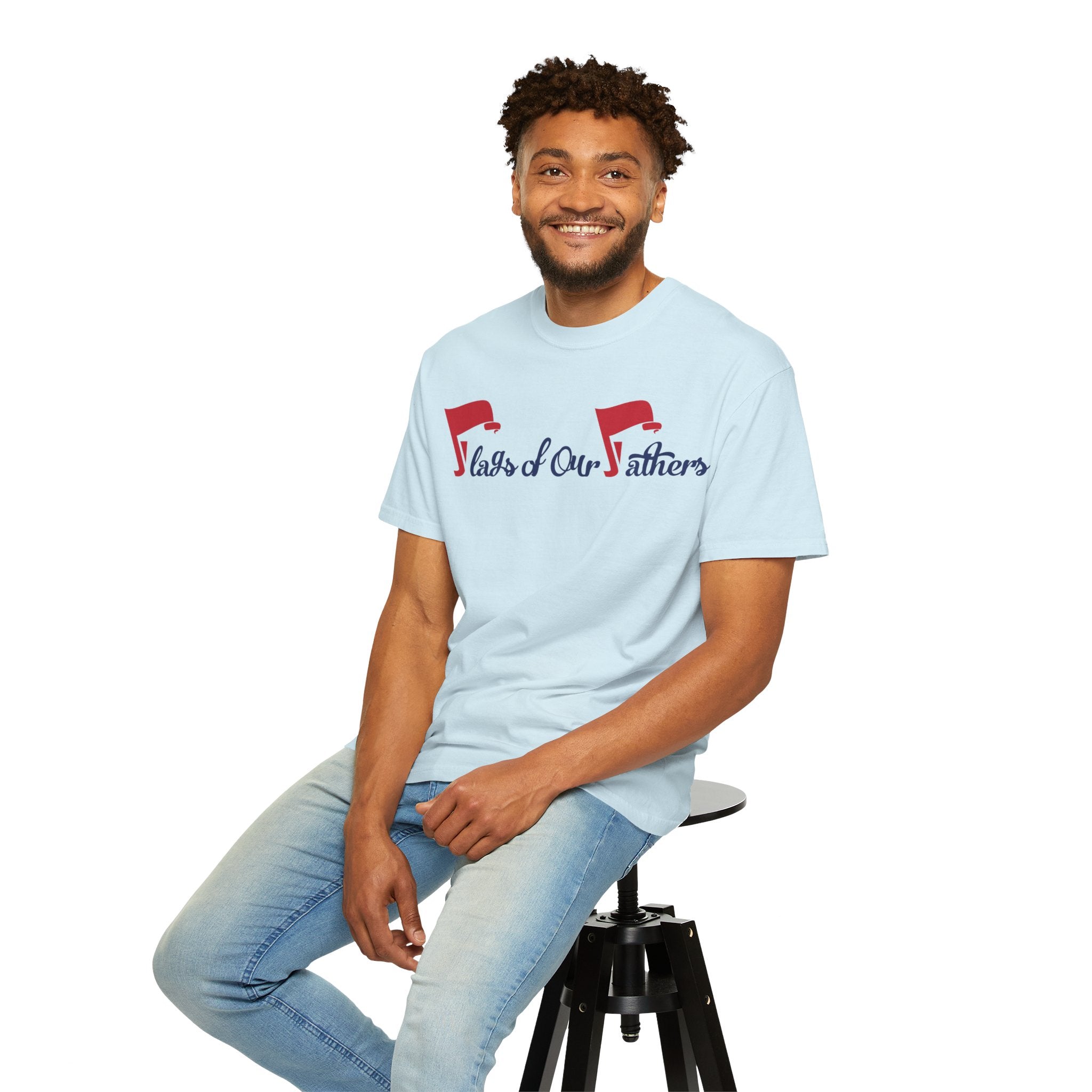 Flags of Our Father Graphic T-shirt - Blue Red