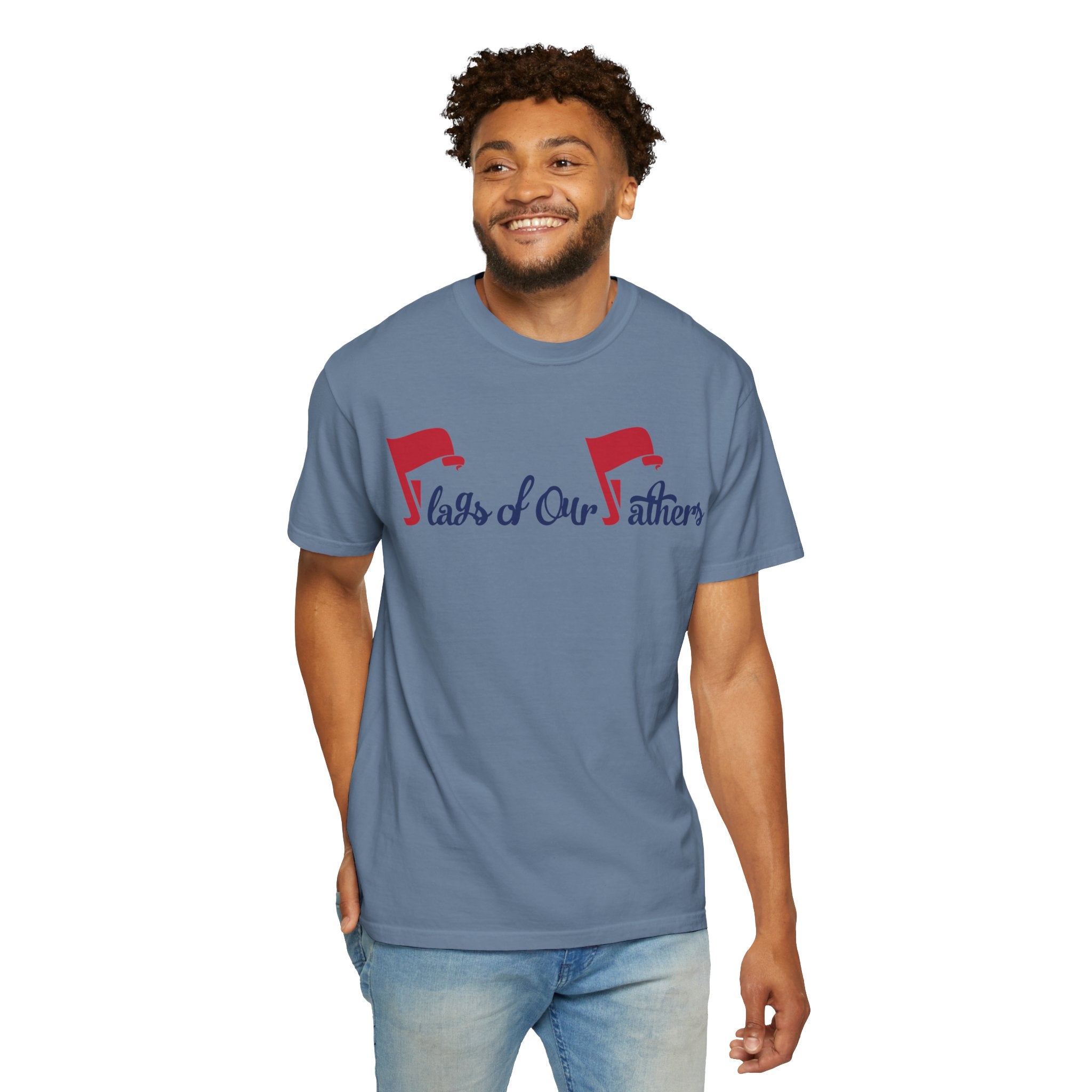 Flags of Our Father Graphic T-shirt - Blue Red