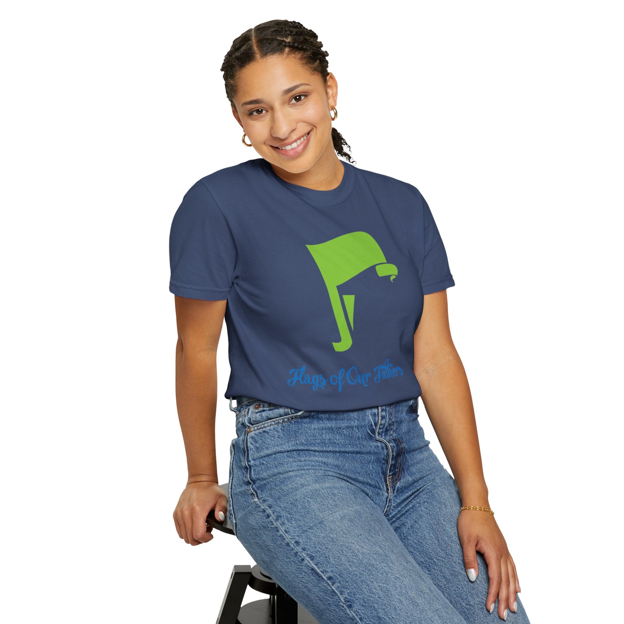 Flags of Our Father Graphic Tee - Blue Green