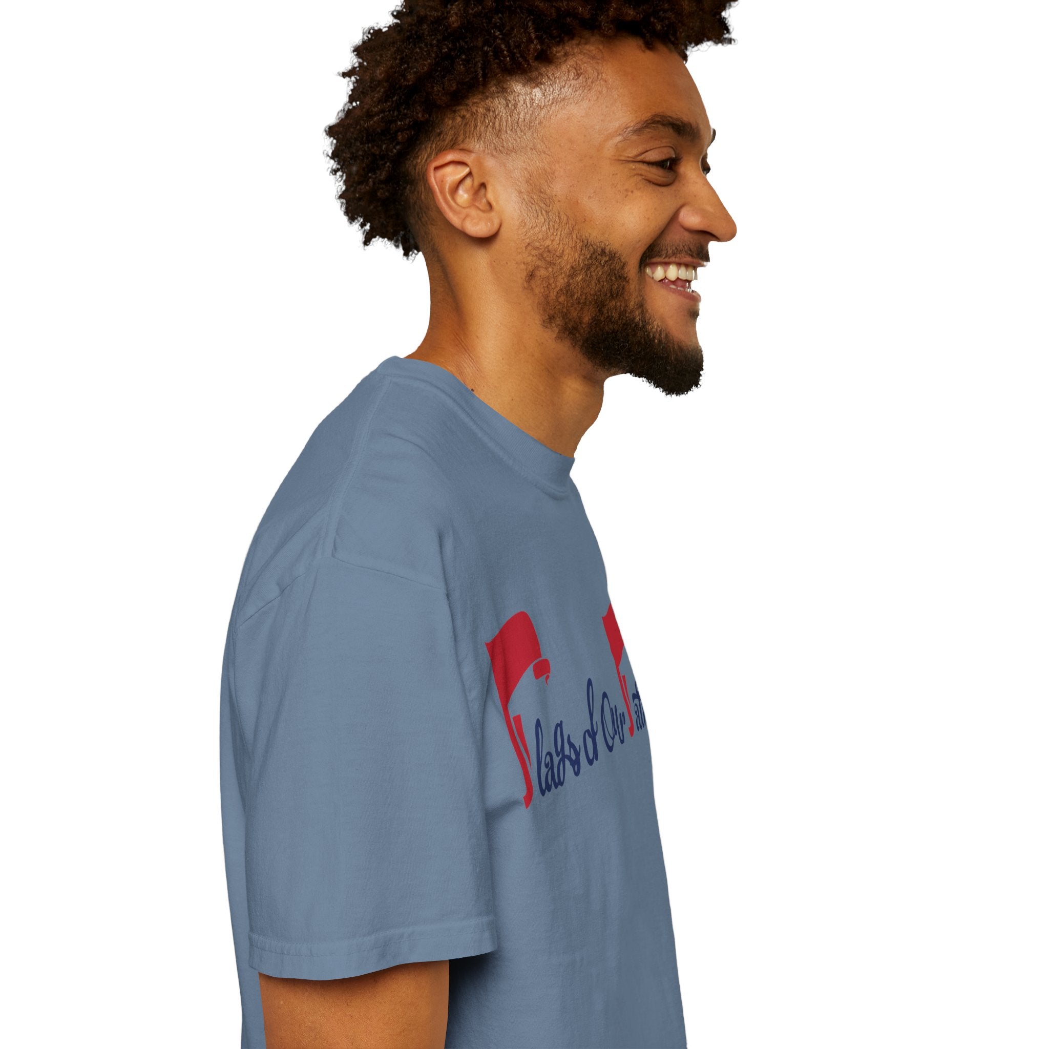 Flags of Our Father Graphic T-shirt - Blue Red