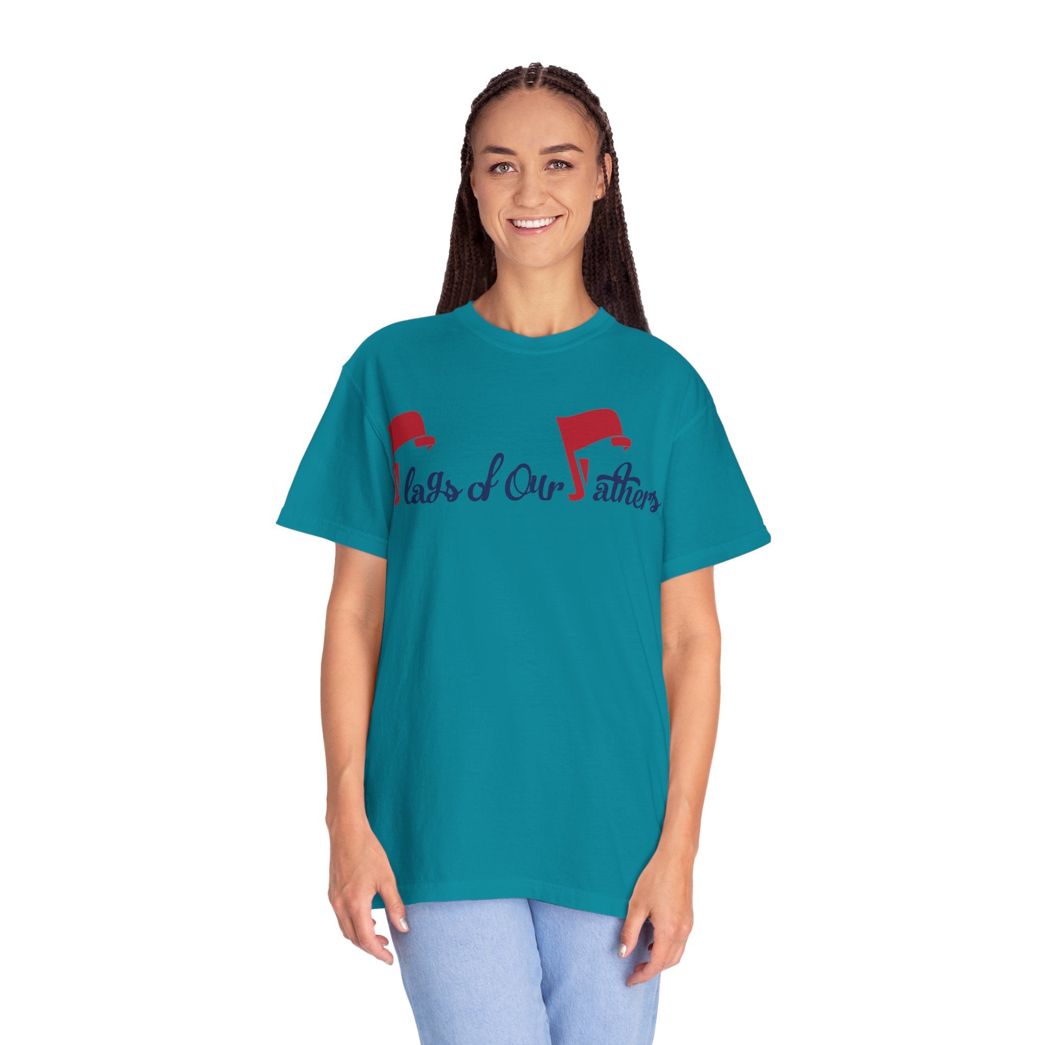 Flags of Our Father Graphic T-shirt - Blue Red