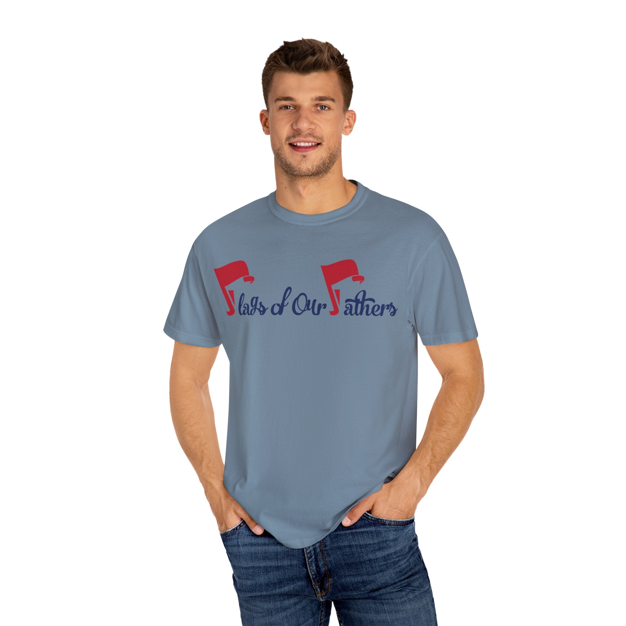 Flags of Our Father Graphic T-shirt - Blue Red