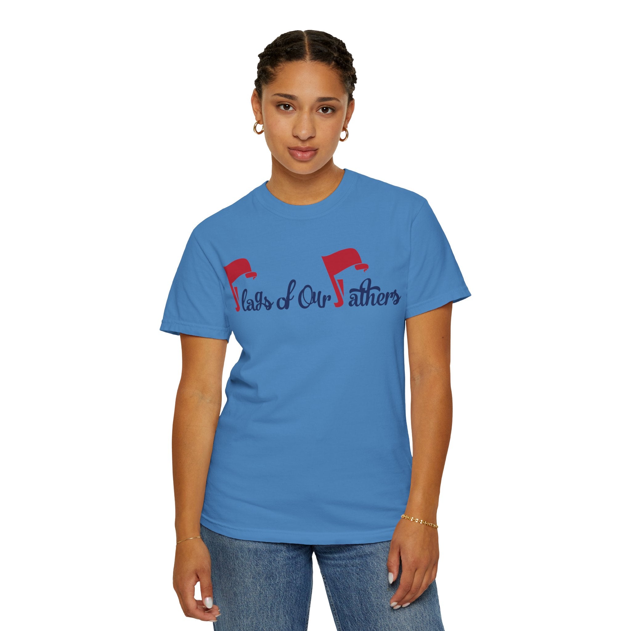 Flags of Our Father Graphic T-shirt - Blue Red
