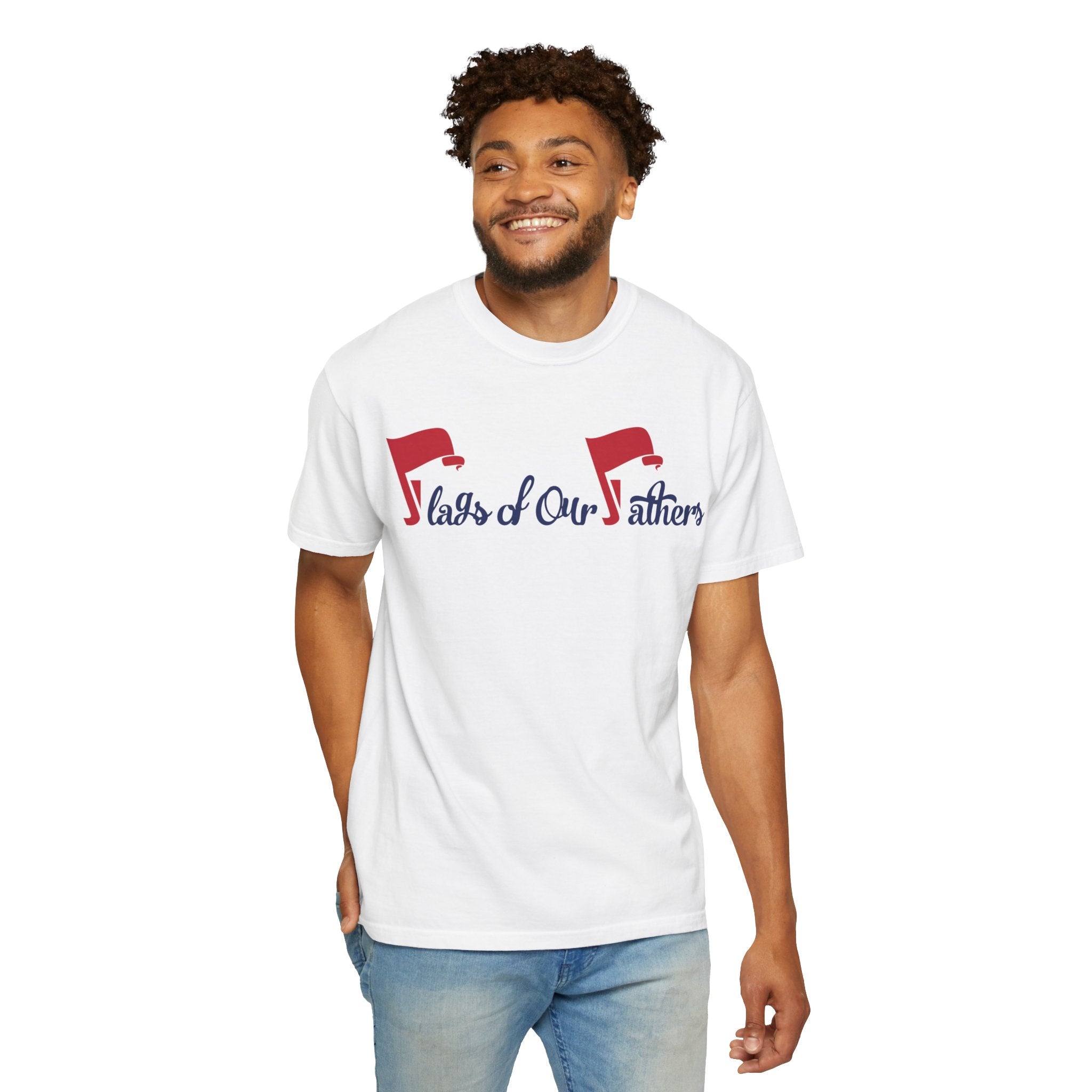 Flags of Our Father Graphic T-shirt - Blue Red
