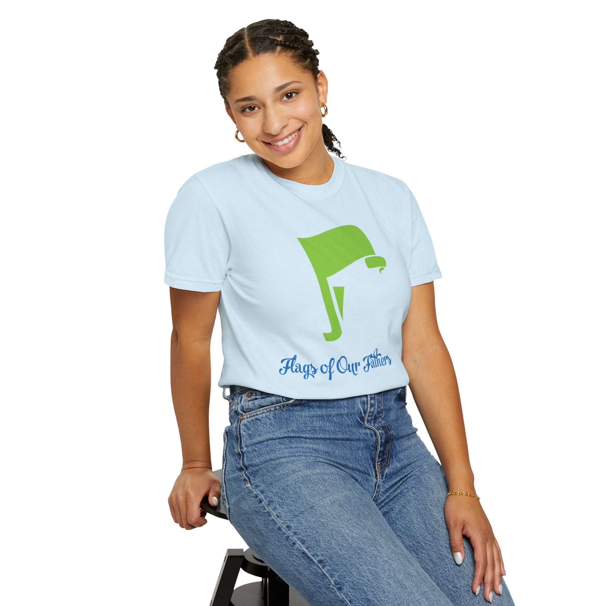 Flags of Our Father Graphic Tee - Blue Green