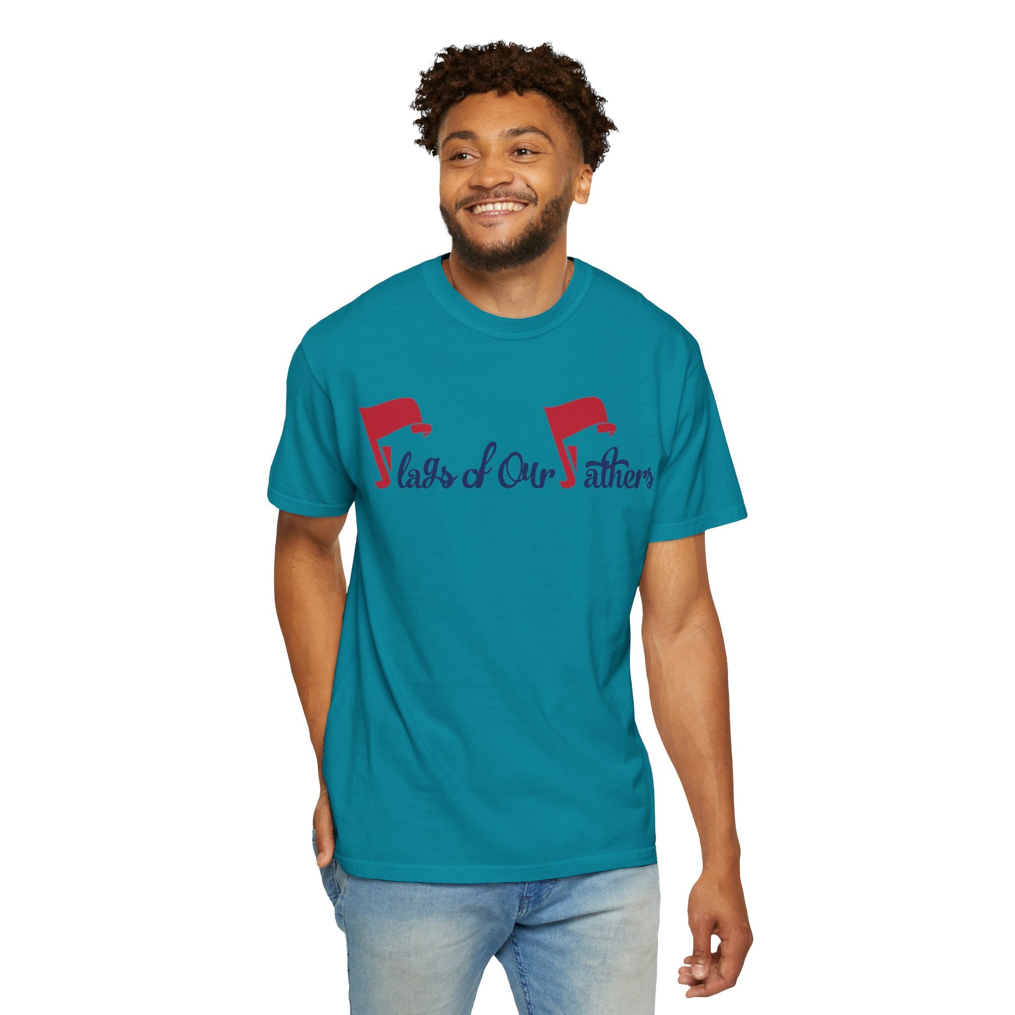 Flags of Our Father Graphic T-shirt - Blue Red