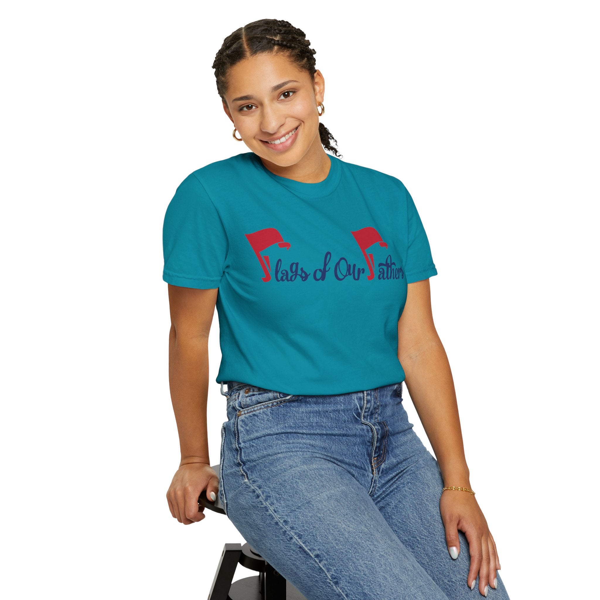 Flags of Our Father Graphic T-shirt - Blue Red