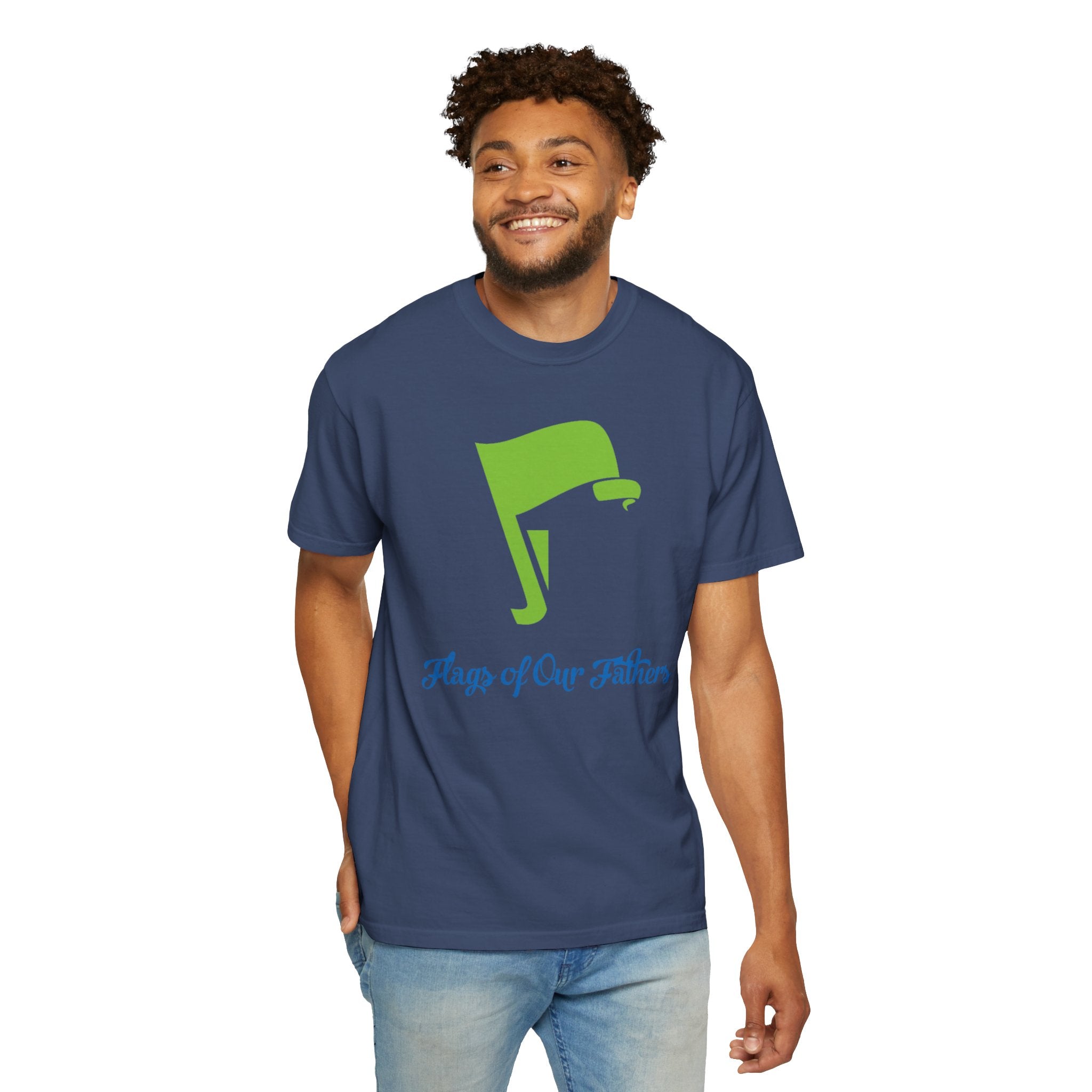 Flags of Our Father Graphic Tee - Blue Green