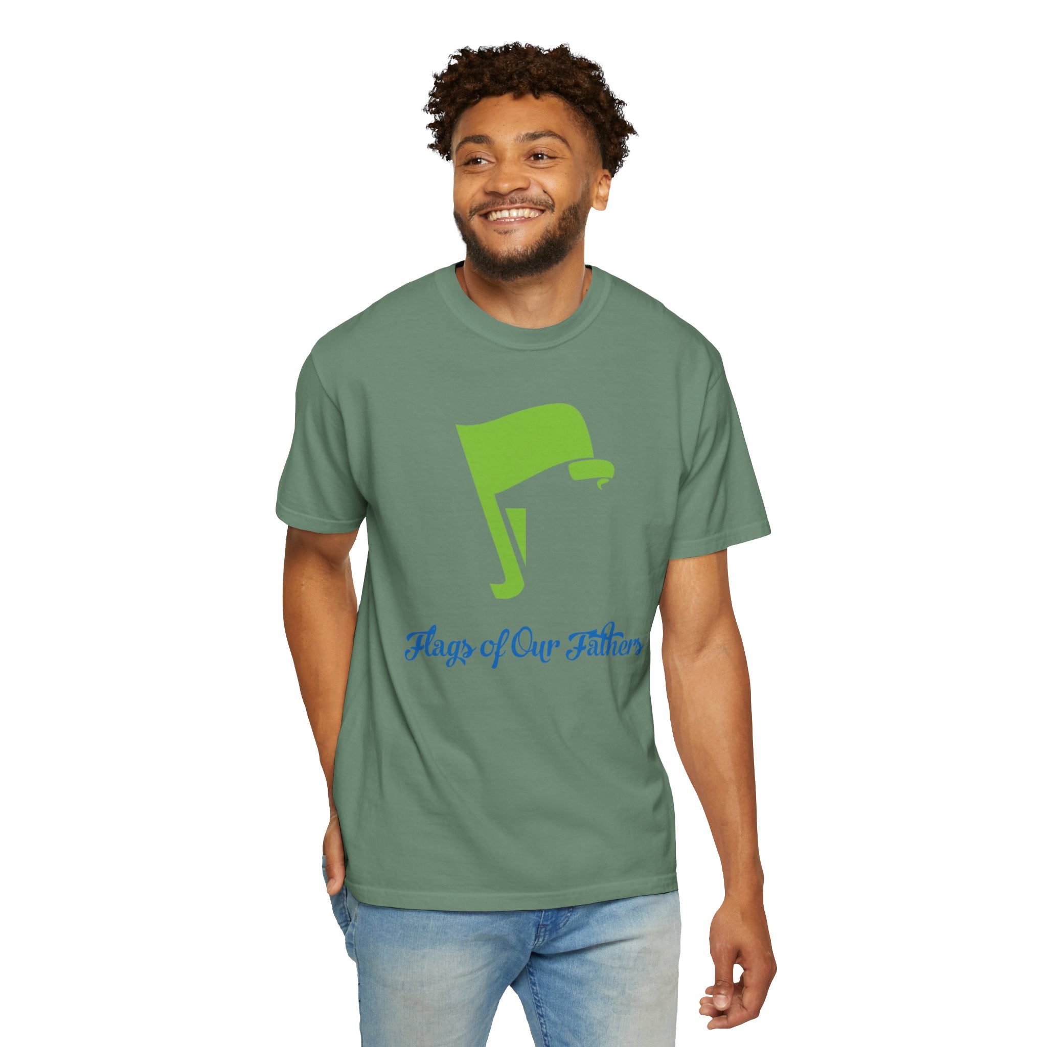 Flags of Our Father Graphic Tee - Blue Green