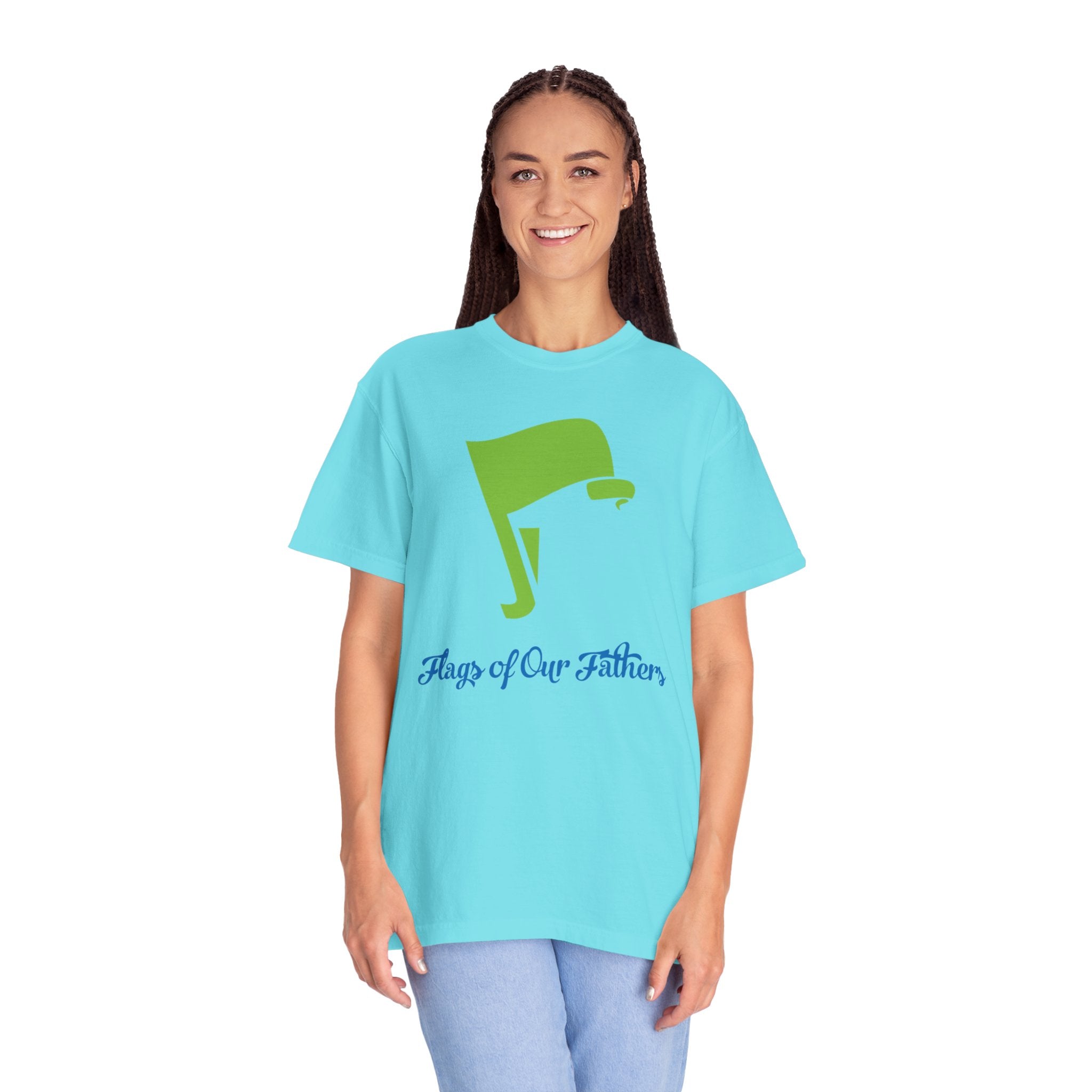Flags of Our Father Graphic Tee - Blue Green