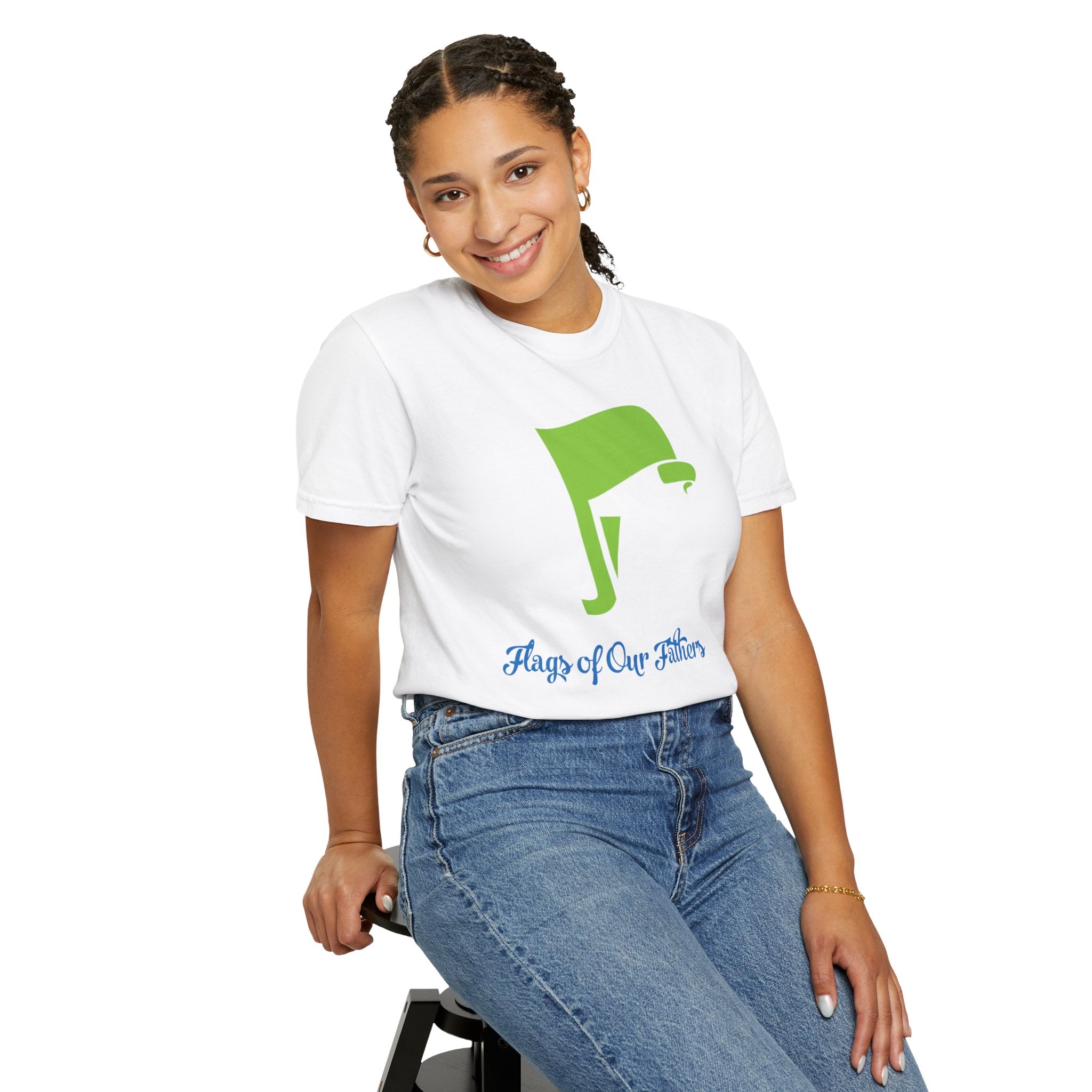 Flags of Our Father Graphic Tee - Blue Green