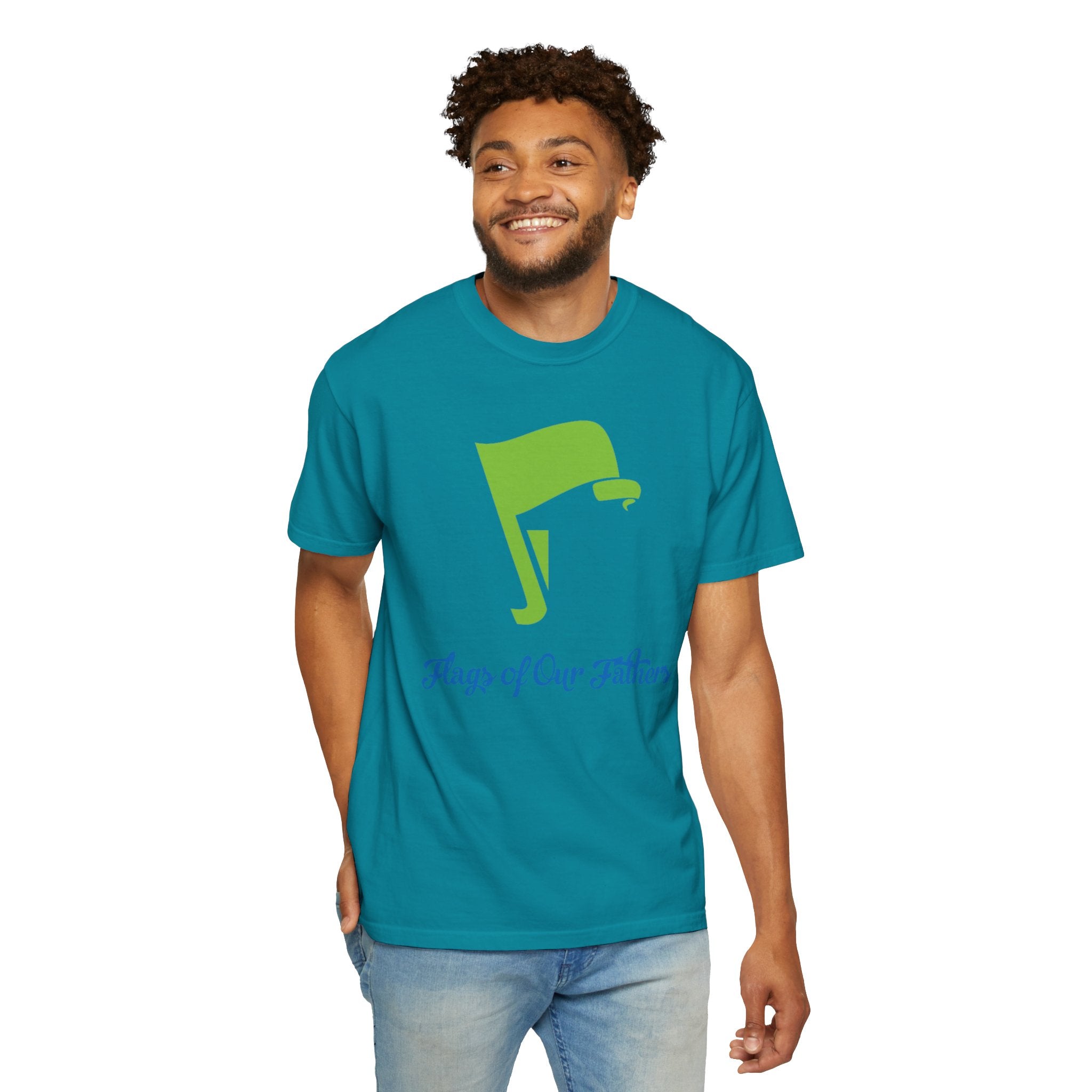 Flags of Our Father Graphic Tee - Blue Green