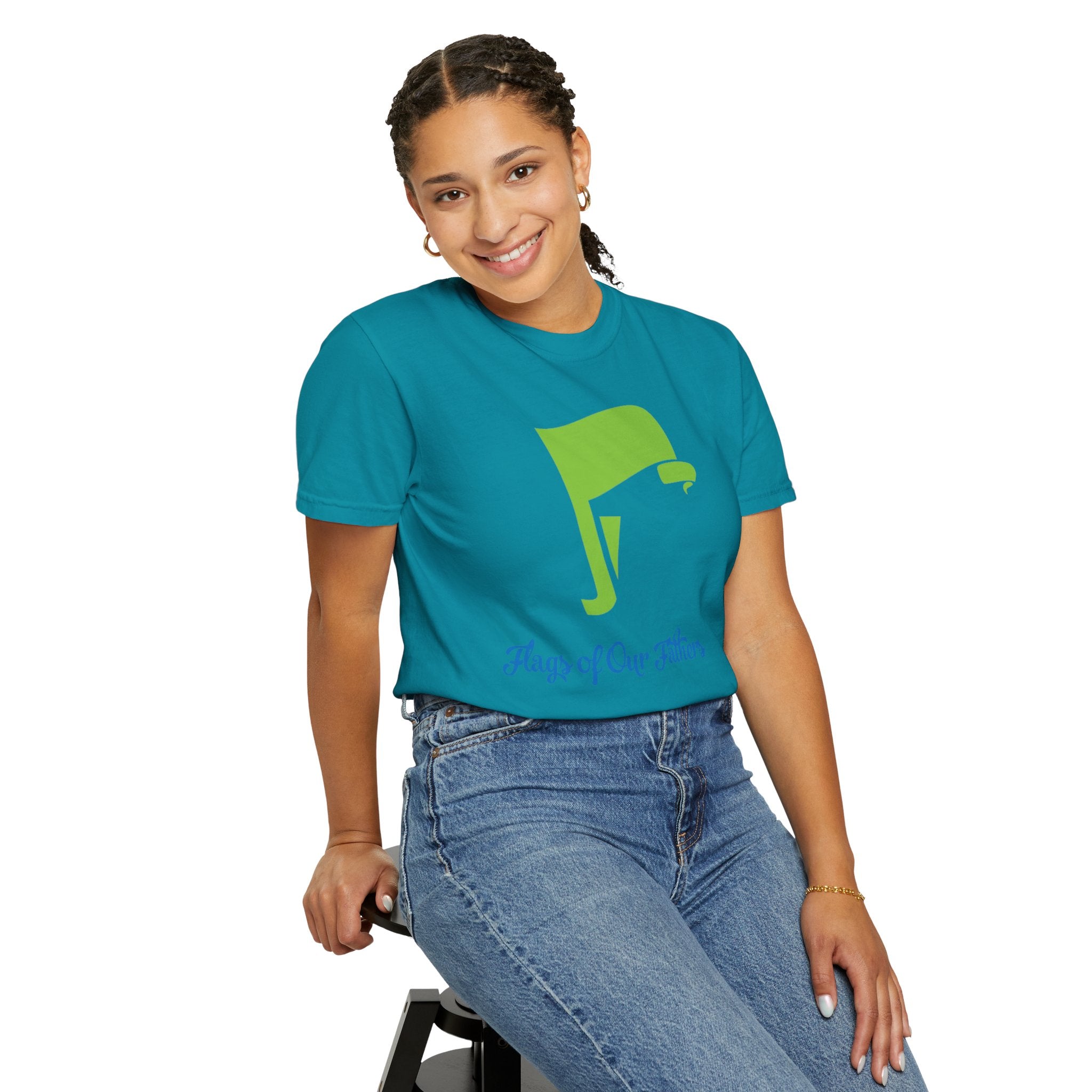 Flags of Our Father Graphic Tee - Blue Green