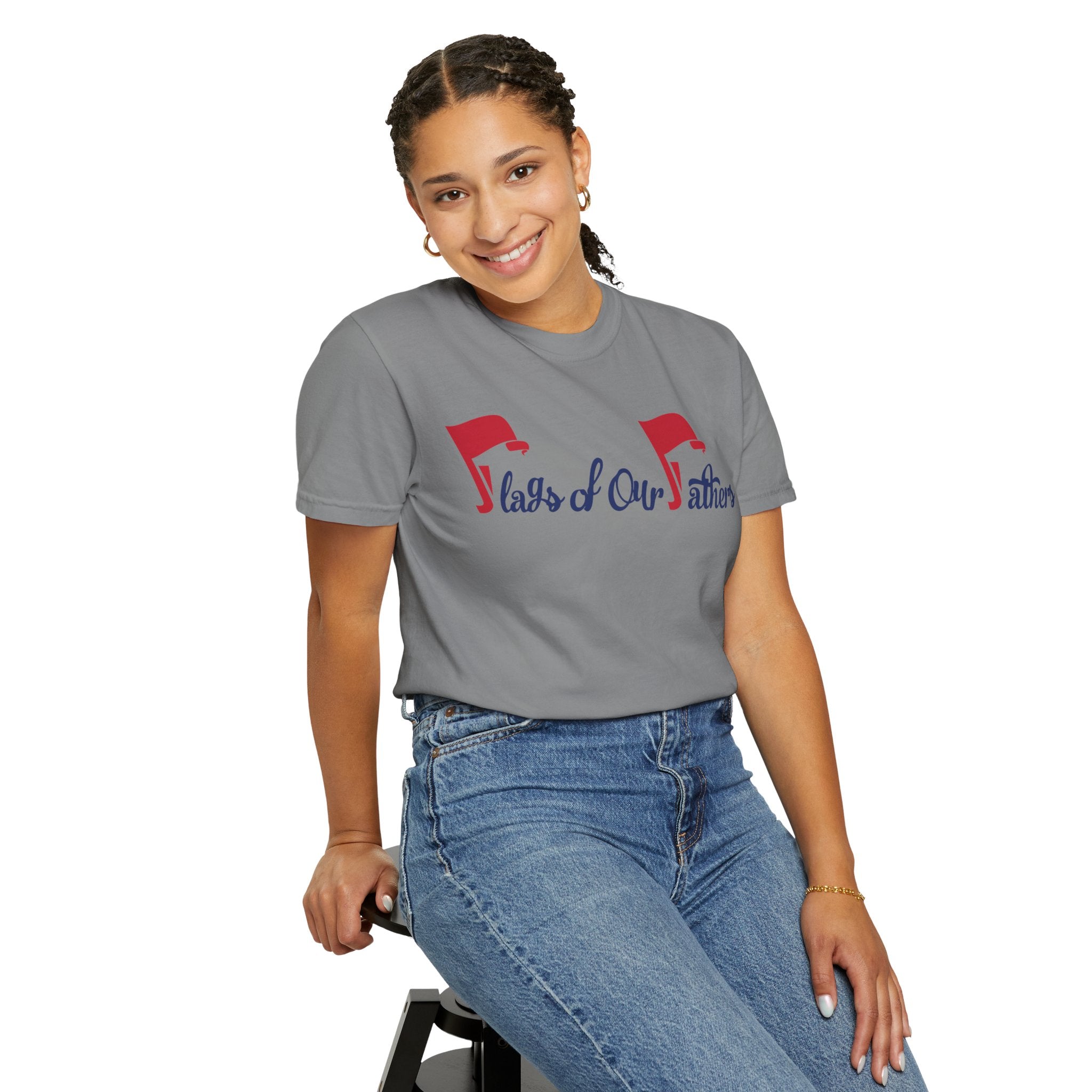 Flags of Our Father Graphic T-shirt - Blue Red