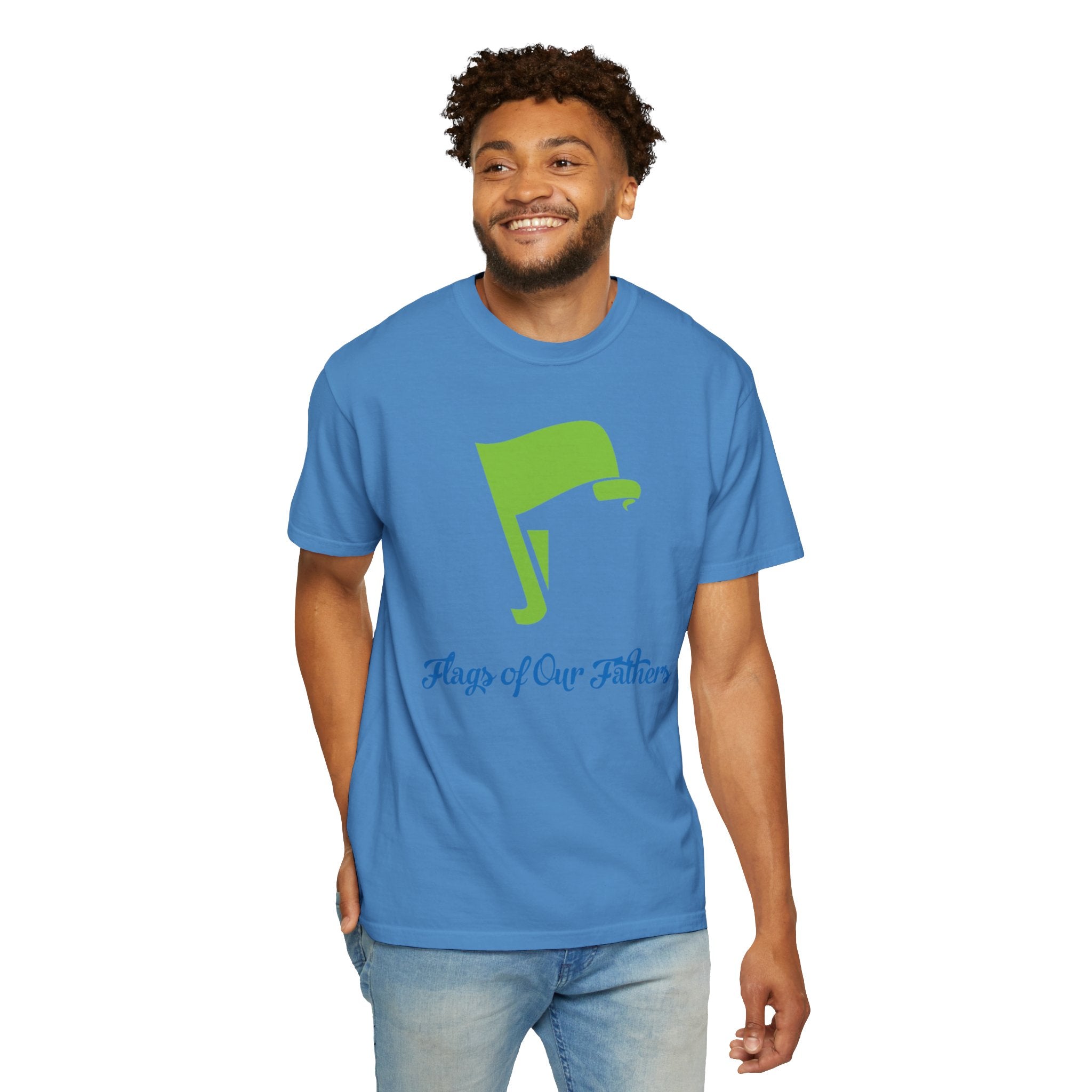 Flags of Our Father Graphic Tee - Blue Green