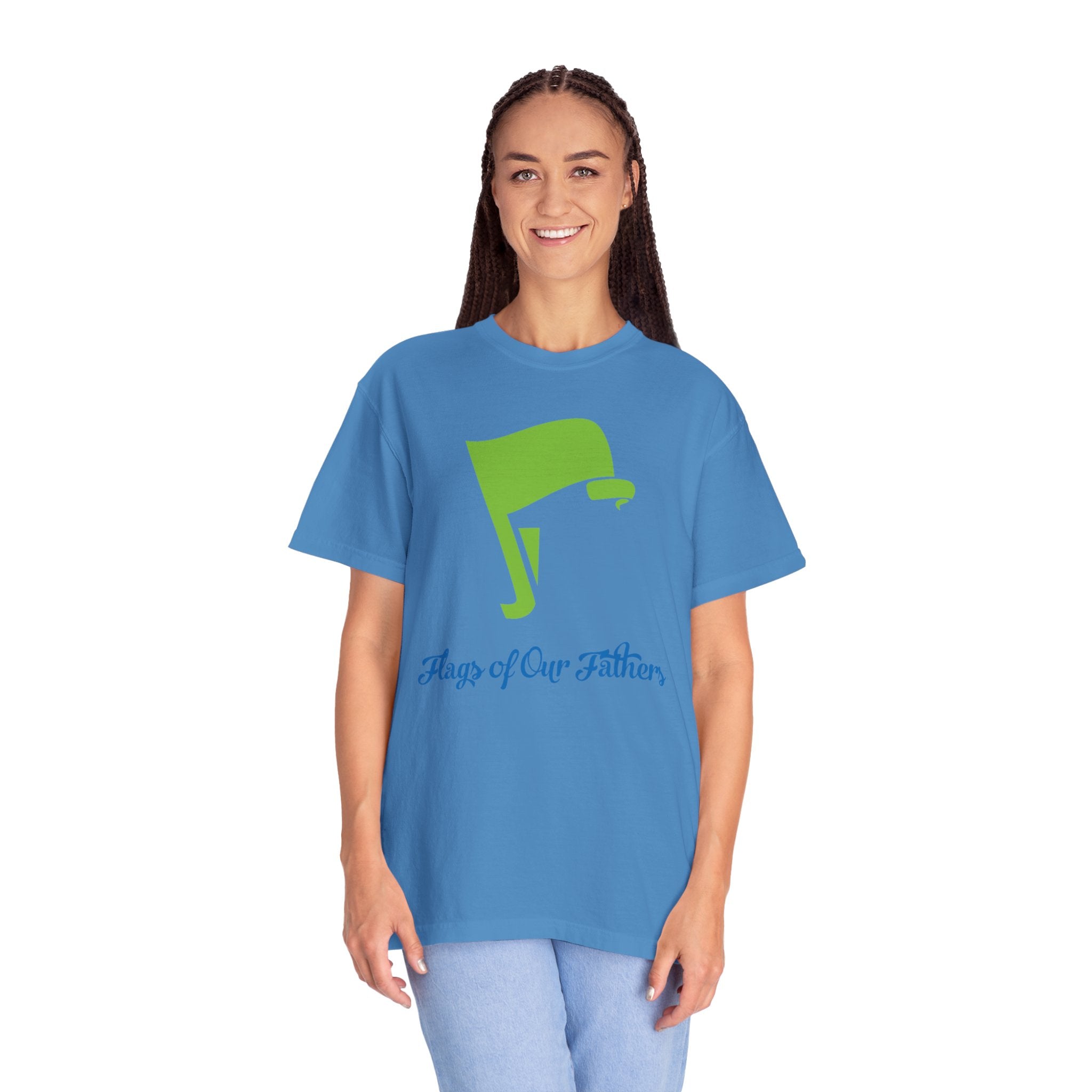 Flags of Our Father Graphic Tee - Blue Green
