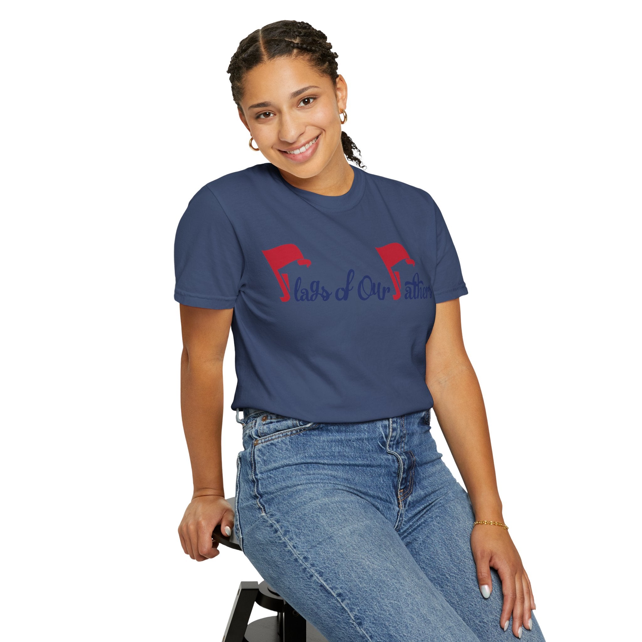 Flags of Our Father Graphic T-shirt - Blue Red