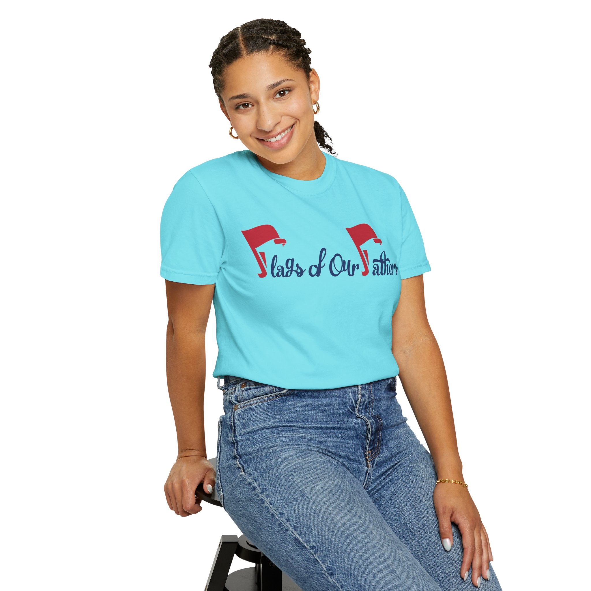 Flags of Our Father Graphic T-shirt - Blue Red