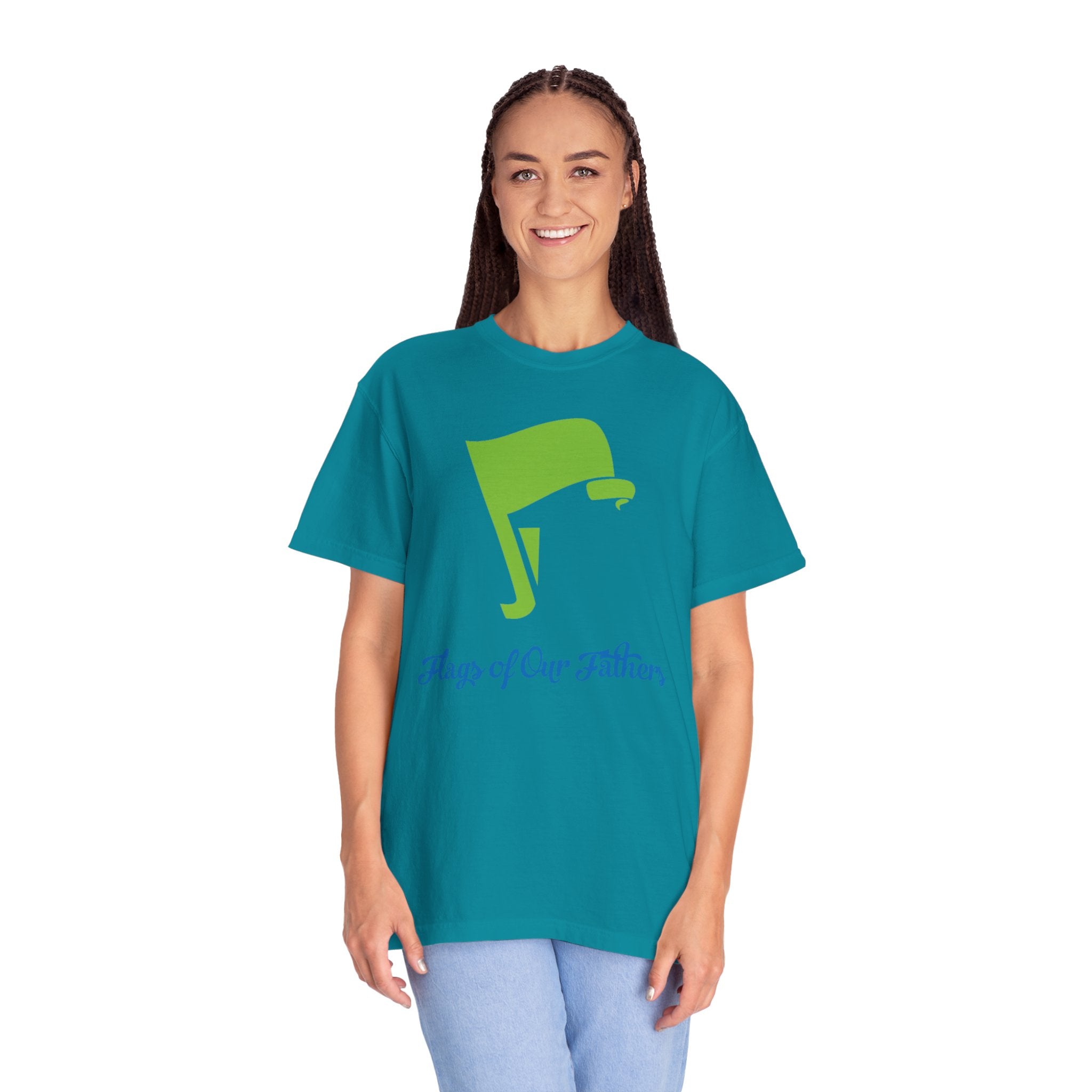 Flags of Our Father Graphic Tee - Blue Green