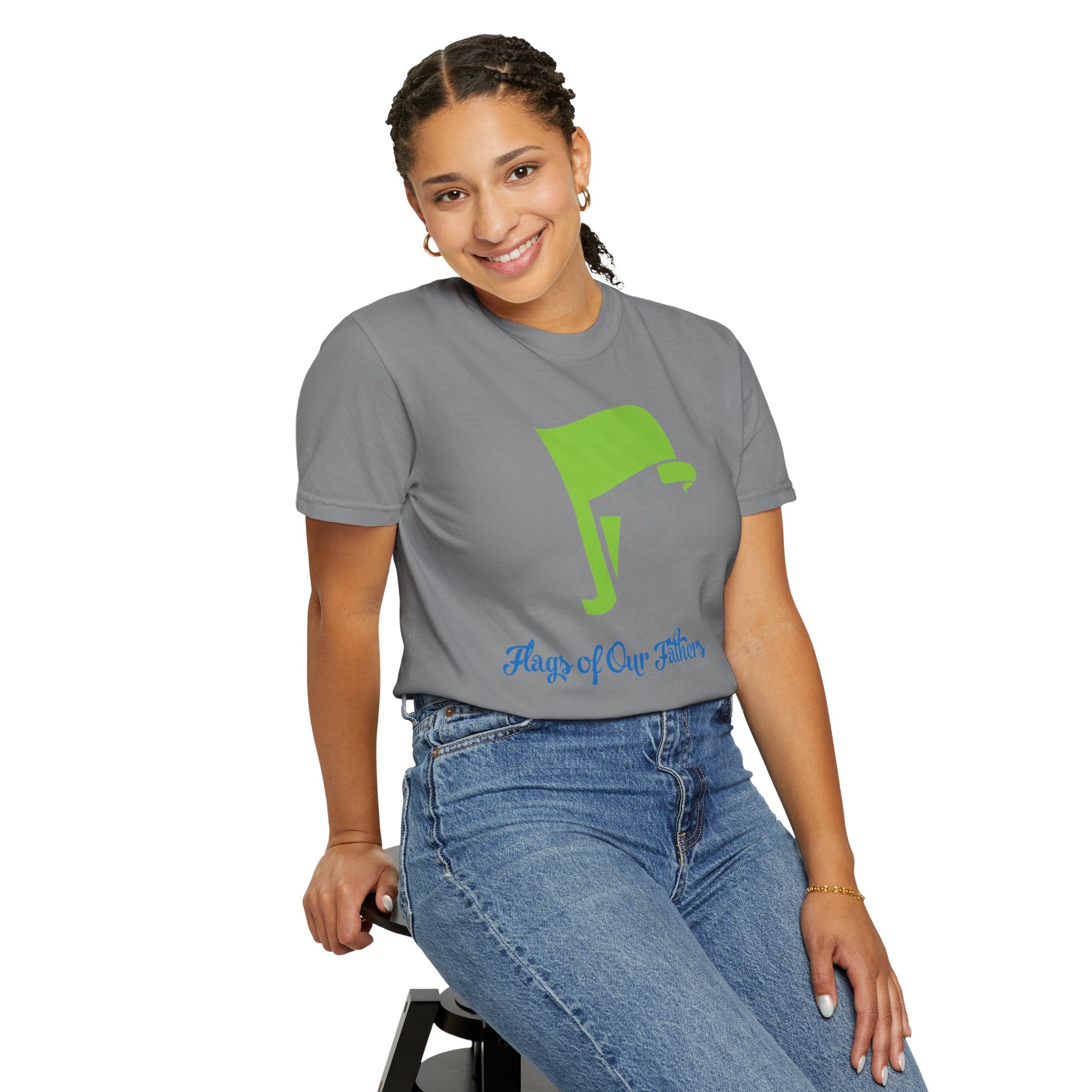 Flags of Our Father Graphic Tee - Blue Green