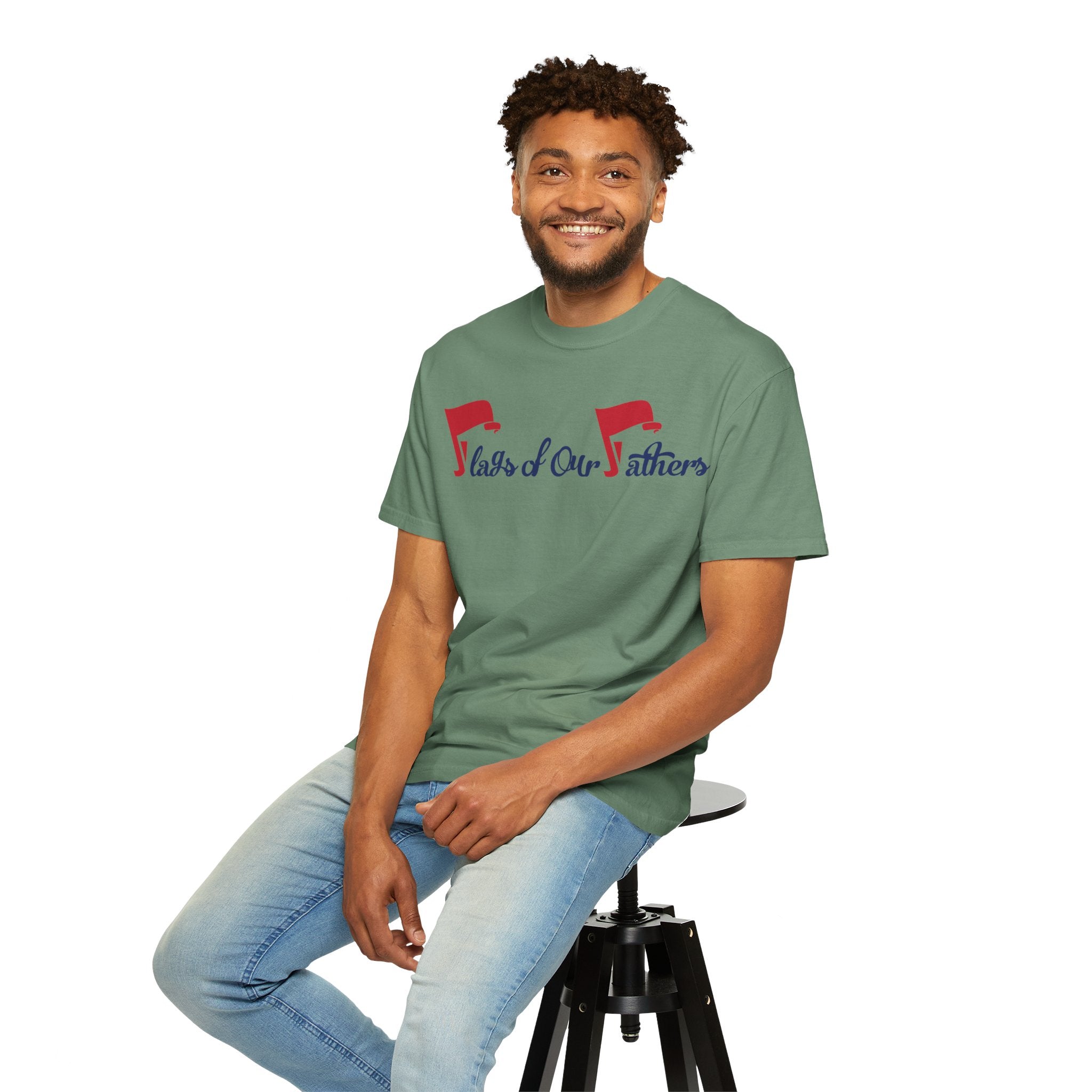 Flags of Our Father Graphic T-shirt - Blue Red
