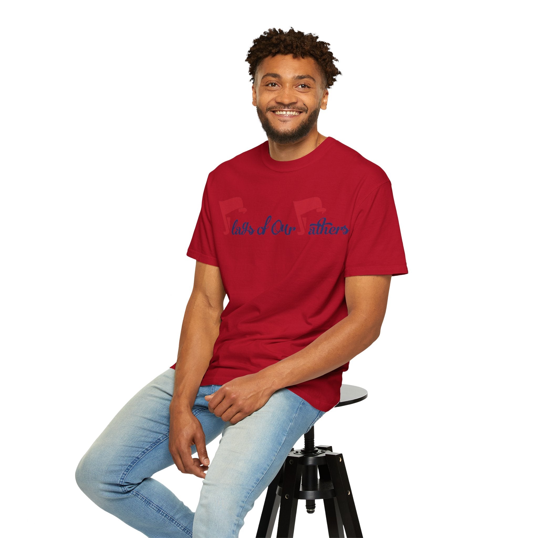 Flags of Our Father Graphic T-shirt - Blue Red