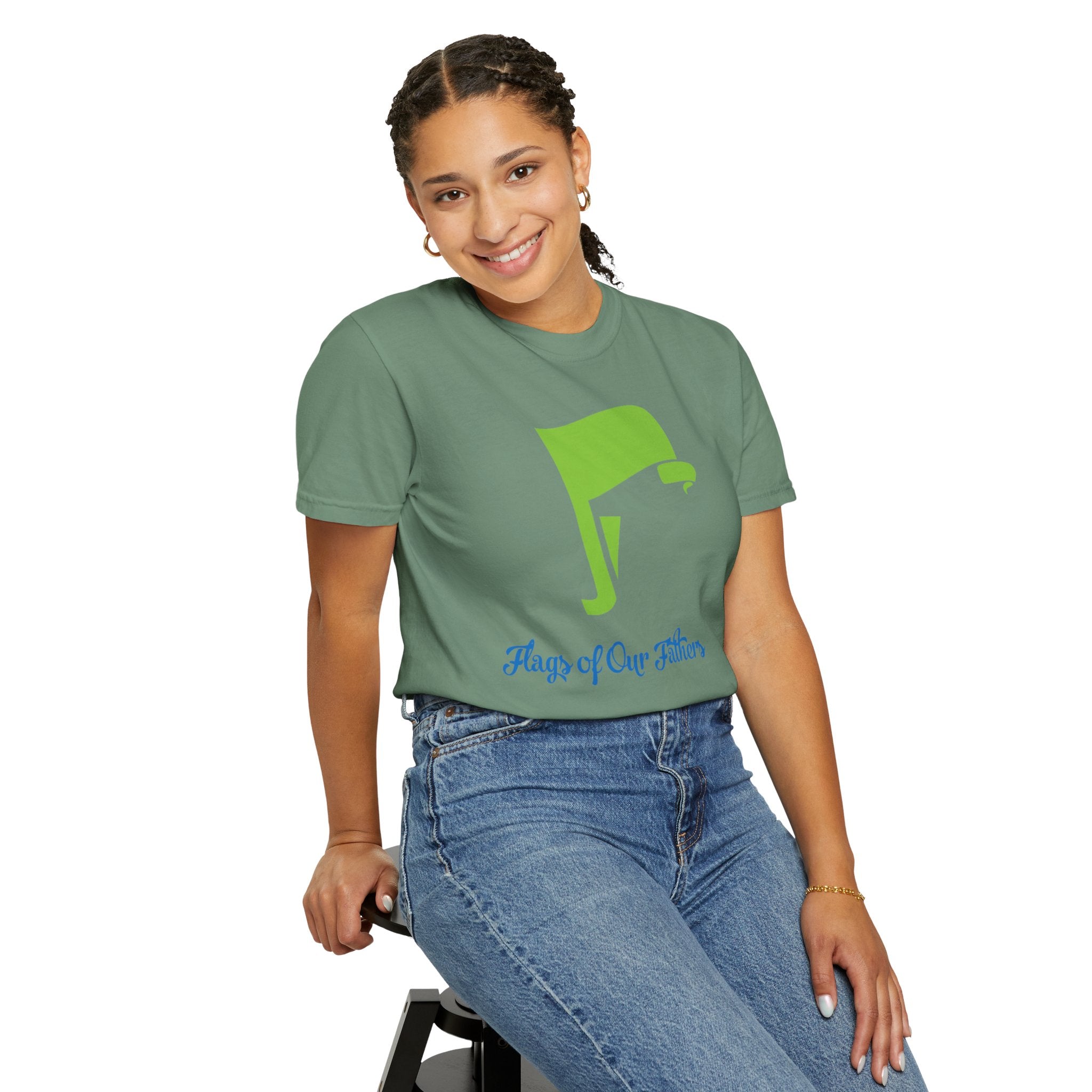 Flags of Our Father Graphic Tee - Blue Green